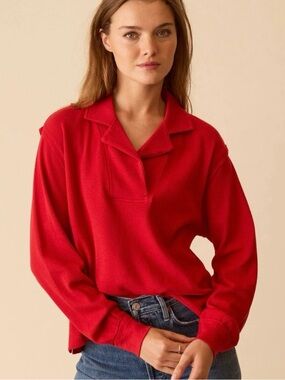 Grey State Harper Waffle Knit Top - Samba Red - Small